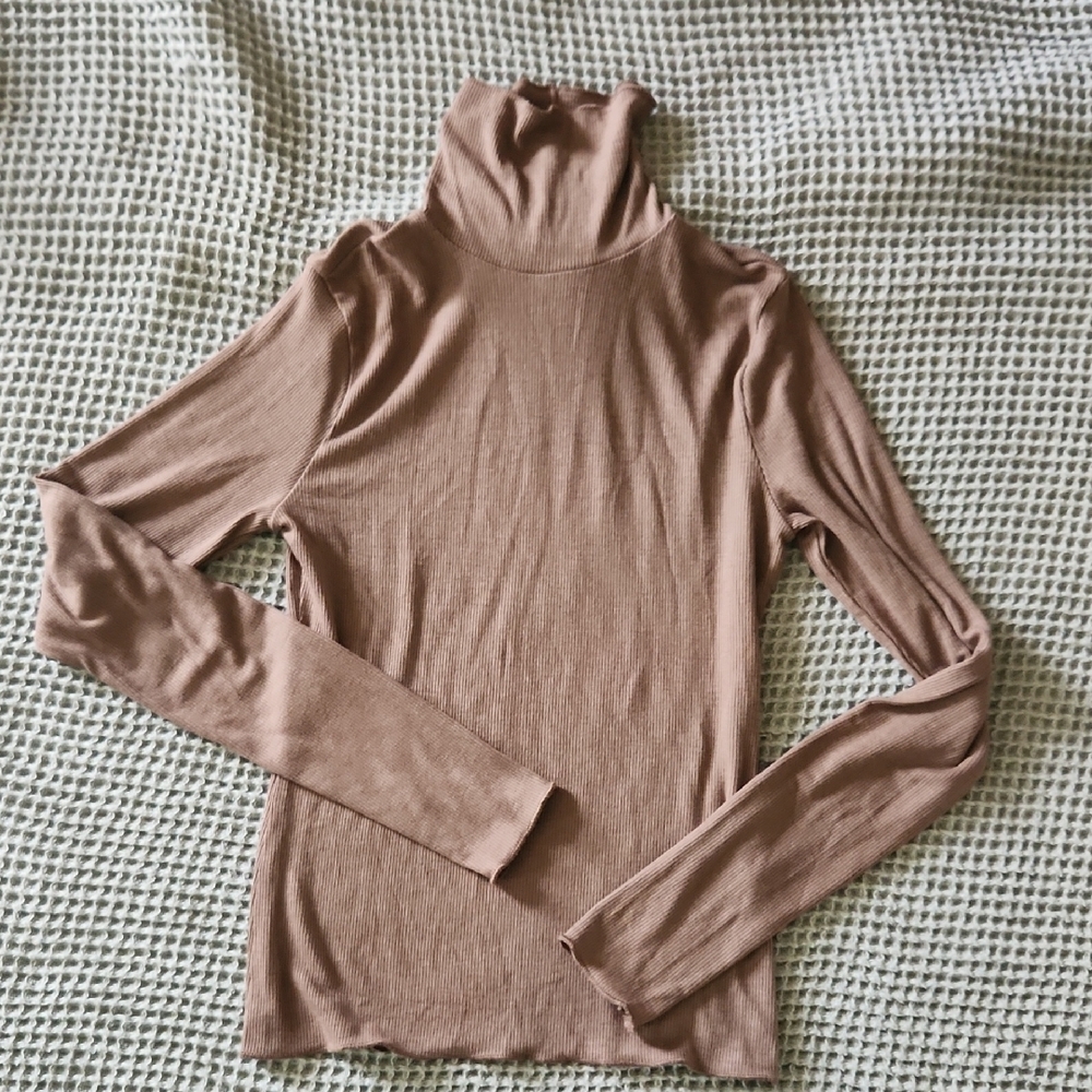 Brown Turtleneck Long Sleeve Top